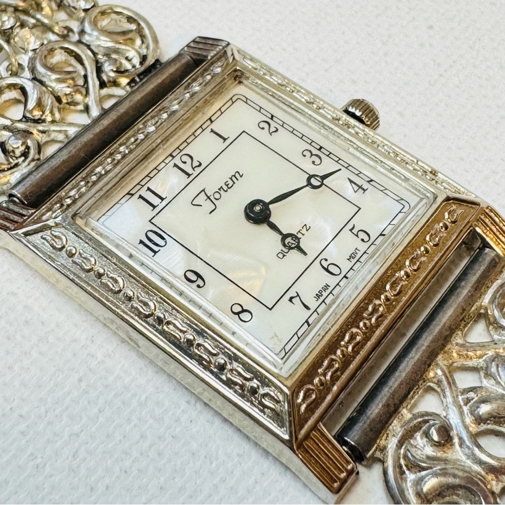 Vintage Forem Mother Of Pearl Women's Silver Crystals Chain Bracelet Watch - Picture 11 of 12